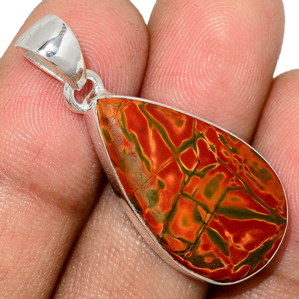 Rare Cherry Creek Jasper Solid 925 Silver Pendant
